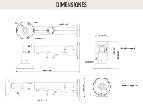 Dahua PFB410W Soporte para montaje en pared para Fisheye + Speed Dome (1)