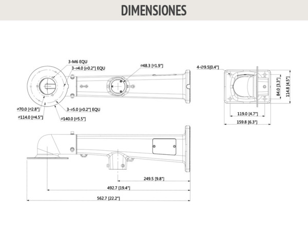Dahua PFB412W Soporte de pared para combinado de Cámaras Domo + Speed Dome (1)