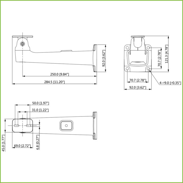 Dahua PFB605W Soporte pared pasa-cable para carcasas de la serie PFH610V (1)
