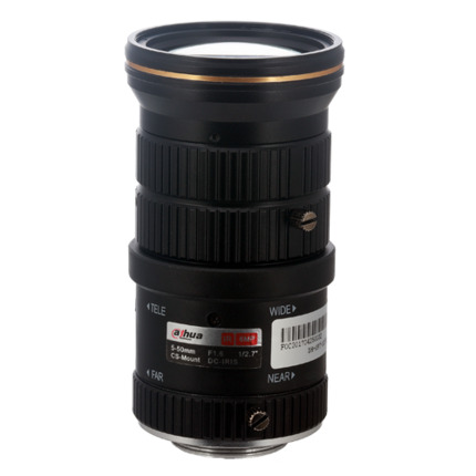 Comprar DAHUA PFL0550-E6D Lente Varifocal - Calidad 6.0 Mpx - AutoIris Direct Drive (DC) - Varifocal: 5 a 50 mm - 1/2.7", F1.6 - Corrección IR