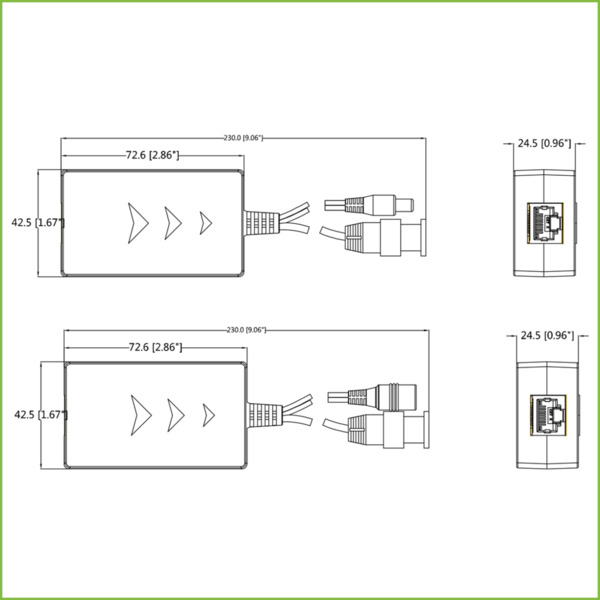 Dahua PFM801-4MP Kit Conversor UTP Vídeo+Alimentación Larga Distancia para HDCVI/TVI/AHD hasta 4MP con RJ45 (2 uds) (1)