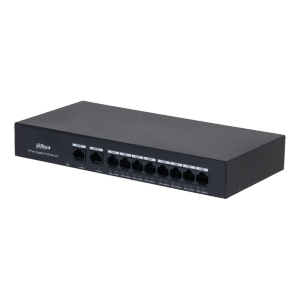 Dahua PFS3010-8GT-65 Switch PoE 8 puertos Gigabit + 2RJ45 Uplink Gigabit 65W No_Manejable Layer2