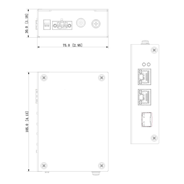 Dahua PFS3103-1GT1ET-60-V2 Switch Hardened PoE 2.0 2 puertos (1p 10/100 + 1p Gigabit) +1SFP Uplink Gigabit 60W No_Manejable Laye (1)