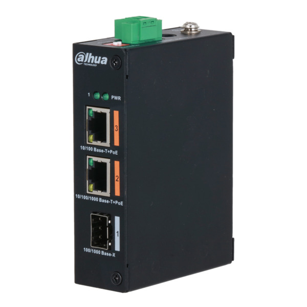 Dahua PFS3103-1GT1ET-60-V2 Switch Hardened PoE 2.0 2 puertos (1p 10/100 + 1p Gigabit) +1SFP Uplink Gigabit 60W No_Manejable Laye (1)