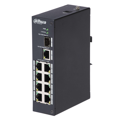 DAHUA PFS3110-8P-96 Switch PoE Branded - 8 puertos PoE + 1 Uplink RJ45 - Velocidad 10/100 Mbps - Potencia 30 W por puerto - Pote