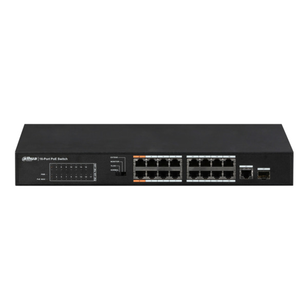 Dahua PFS3117-16ET-135 Switch PoE 16 puertos 10/100 + 1 Combo Gigabit RJ45/SFP Uplink 135W No_Manejable Layer2 (1)