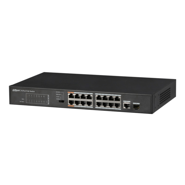 Dahua PFS3117-16ET-135 Switch PoE 16 puertos 10/100 + 1 Combo Gigabit RJ45/SFP Uplink 135W No_Manejable Layer2