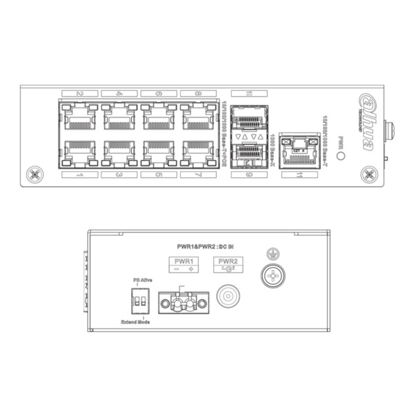 Dahua PFS3211-8GT-120-V2 Switch PoE 2.0 8 puertos Gigabit +2SFP Uplink +1RJ45 Uplink Gigabit 120W No_Gestionable Layer2 (2)