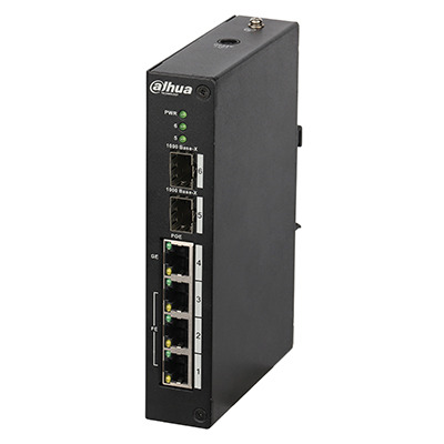 Dahua PFS4206-4P-120 Switch Rango Temp Extendida PoE 3 puertos 10/100 + 1 puerto Gigabit + 2SFP 120W 802.3at Manejable Layer2