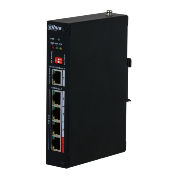 Dahua PFT1500 Extensor PoE 4 puertos 10/100 + 1 Uplink Gigabit PoE-In