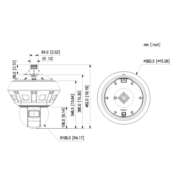 Dahua PSDW81642M-A180-D440-S3 Panorámica 180º 16M (4x4M) + Domo PTZ IP 4M H265 IR400m 40X IP66 DC36V AUDIO E/S AI (1)
