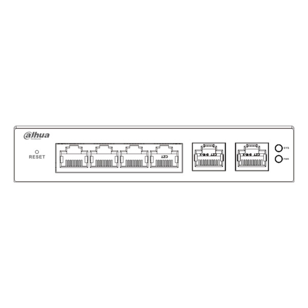 Dahua S4100-4GT2GT-60-C Switch PoE 2.0 4 puertos Gigabit + 2RJ45 Uplink Gigabit 60W Manejable en Cloud Layer2 (2)