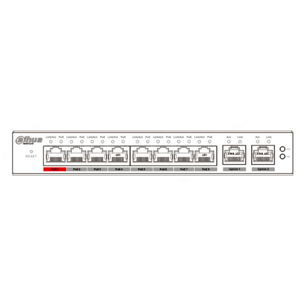 Dahua S4100-8ET2GT-96-C Switch PoE 2.0 8 puertos 10/100 + 2RJ45 Uplink Gigabit 96W Manejable en Cloud Layer2 (2)