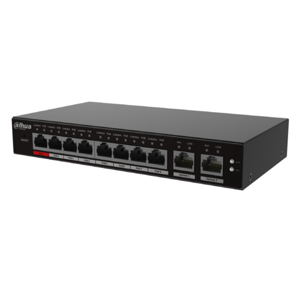Dahua S4100-8ET2GT-96-C Switch PoE 2.0 8 puertos 10/100 + 2RJ45 Uplink Gigabit 96W Manejable en Cloud Layer2