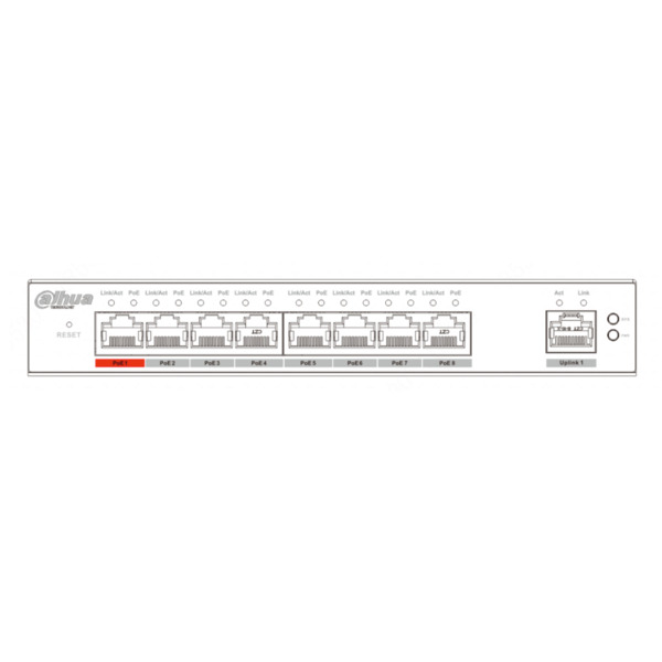Dahua S4100-8GT1GT-96-C Switch PoE 2.0 8 puertos Gigabit + 1RJ45 Uplink Gigabit 96W Manejable en Cloud Layer2 (2)