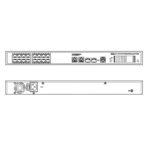 Dahua S4220-16GT-240 Switch PoE 16 puertos Gigabit + 2 Uplink Gigabit RJ45 + 2SFP Gigabit 240W Gestionable Layer2 (2)