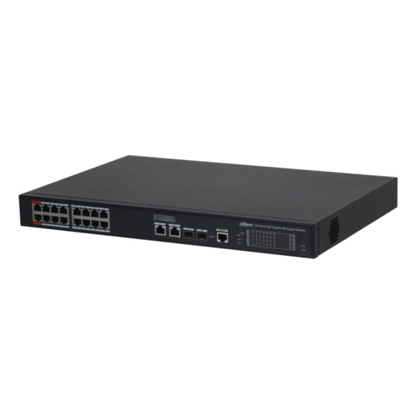 Dahua S4220-16GT-240 Switch PoE 16 puertos Gigabit + 2 Uplink Gigabit RJ45 + 2SFP Gigabit 240W Manejable Layer2