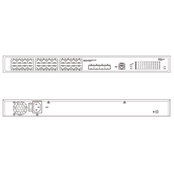 Dahua S5428-24GT4XF-360 Switch 24 puertos Gigabit + 4 Uplink Gigabit SFP+ 10Gbps 360W Manejable en Cloud Layer2 (3)