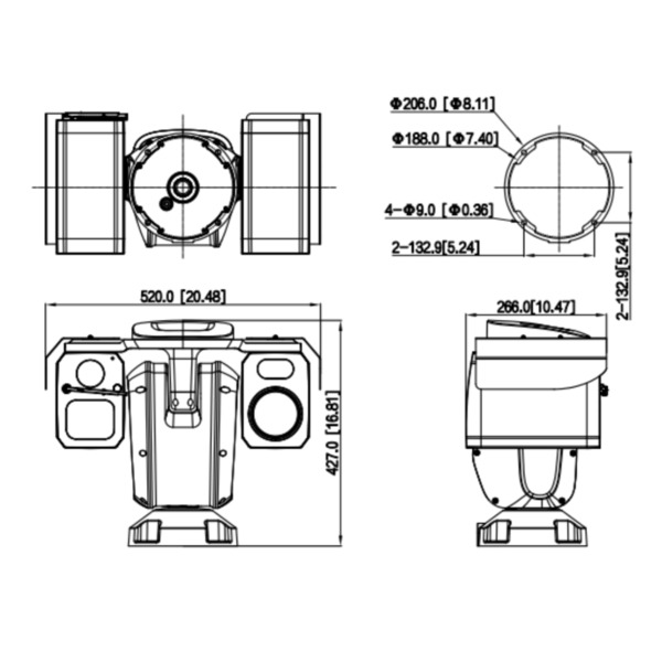 Dahua TPC-PT8441D-BM100-AC Cámara Térmica PT IP DUAL 400*300 100mm + 4M 6-336mm IP66 Anticorrosión AI (1)