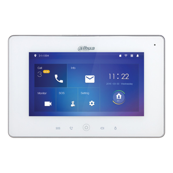 Dahua VTH5221DW-S2 Monitor Interior 7" de Superficie para Videoportero IP WiFi PoE SD 6E 1S Alarma Blanco