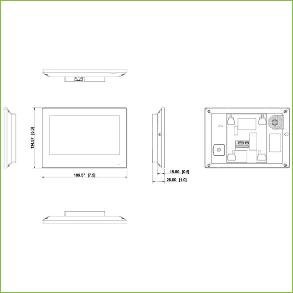 Dahua VTH5321GB-W Monitor Android Interior 7" de Superficie para Videoportero IP WiFi Pantalla Táctil PoE SD 8E/1S Alarma Negro (1)