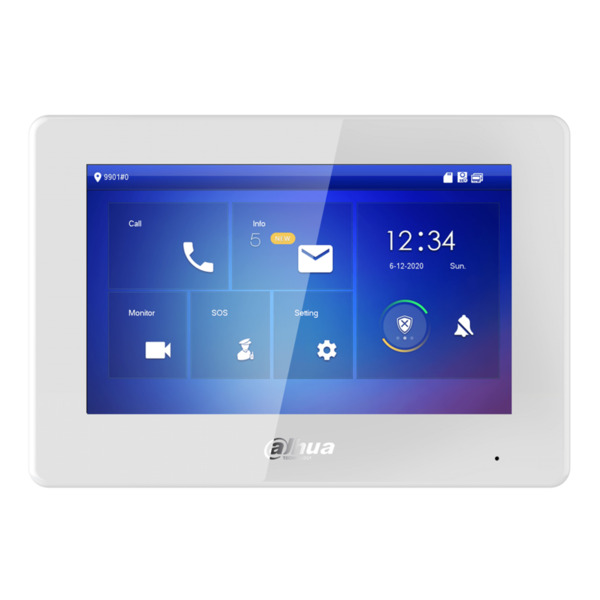Dahua VTH5421HW Monitor Interior 7" de Superficie para Videoportero IP Pantalla Táctil PoE SD 6E 1S Alarma Blanco