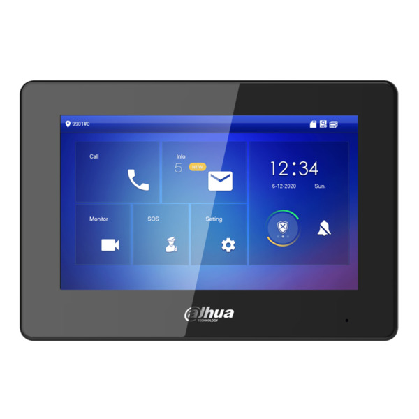 Dahua VTH5422HB Monitor Interior 7" de Superficie para Videoportero IP de 2-hilos Pantalla Táctil PoE SD 6E 1S Alarma Negro