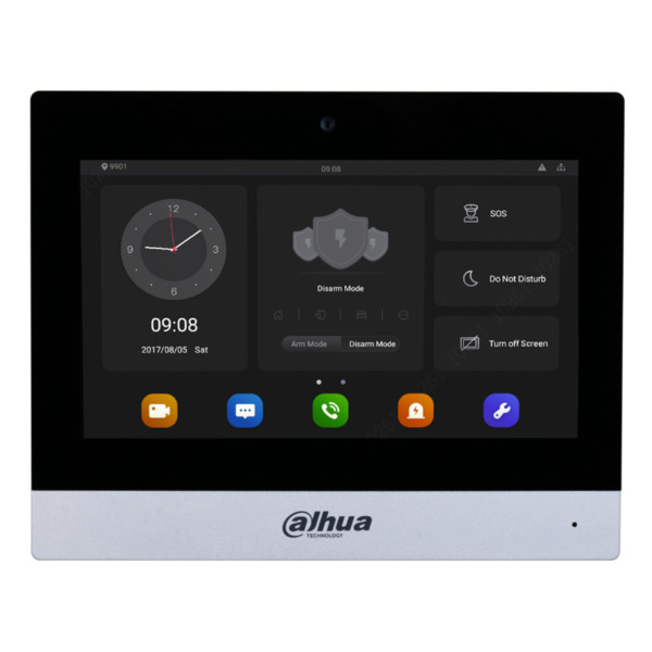 Dahua VTH8A21KMS-CW Monitor Interior 7" de Superficie para Videoportero IP WiFi PoE SD 6E 1S Alarma Negro con Cámara frontal