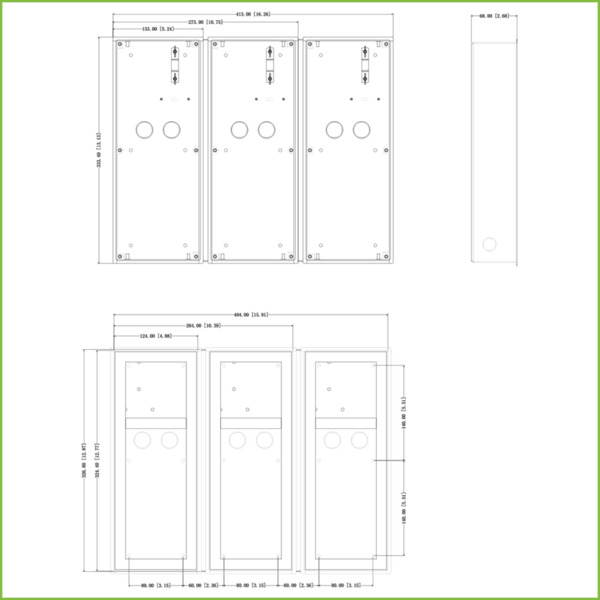 Dahua VTM128 Caja de montaje para 3 módulos de Videoportero Dahua insertar / superficie para VTO4202F-X series (2)