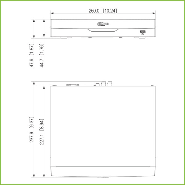 Dahua XVR4104HS-I DVR 5EN1 H265 4ch 1080N/720P@25ips +1IP 2MP 1HDMI 1HDD AI (2)