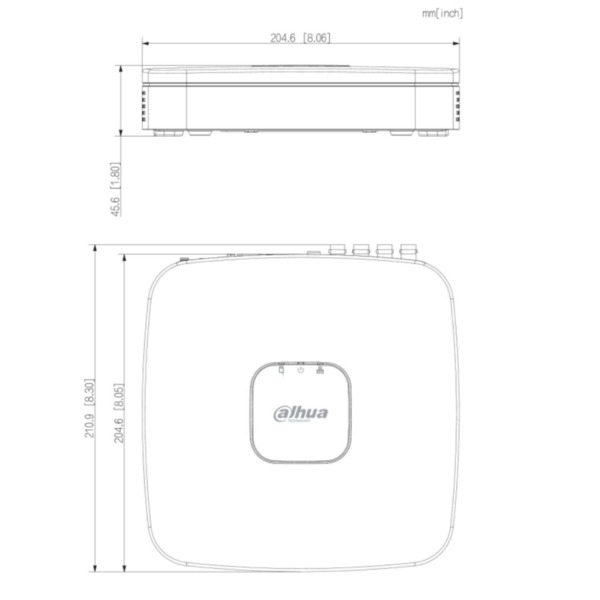 Dahua XVR4108C-I-V2 DVR 5EN1 H265 8ch 1080N/720P@12ips +2IP 6MP 1HDMI 1HDD AI (2)