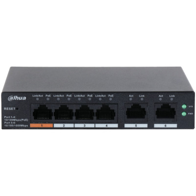 (DH-CS4006-4ET-60) DAHUA SWITCH 6 PUERTOS, 4 POE, GESTIONABLE CON CLOUD