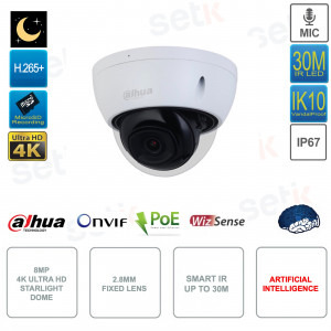 (DH-IPC-HDBW2841EP-S-0280B) DAHUA CÁMARA IP DOMO ANTIVANDÁLICO WIZSENSE LITE SERIE 2 8MP IR 30M WDR SOPORTA MICROSD 256GB CON IN (1)