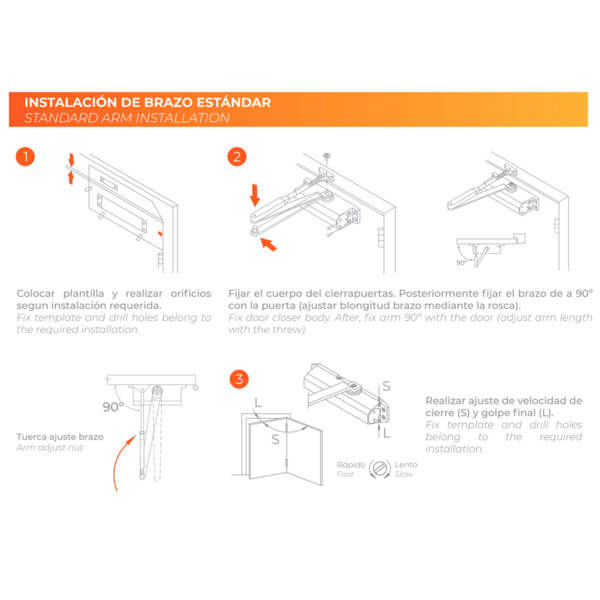 DORCAS DR-D-22206 Cierrapuertas de brazo articulado - Instalación de superficie y reversible - Apertura convencional - Puertas e (7)