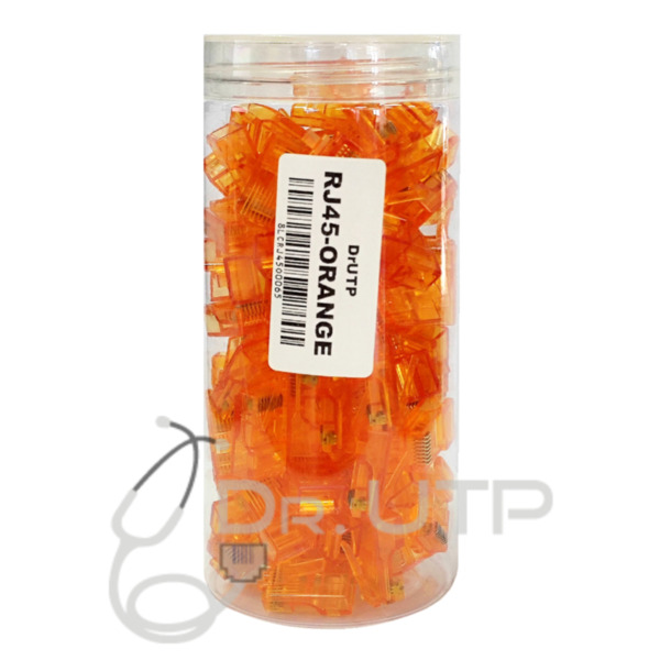 DrUTP RJ45-ORANGE Conector RJ45 CAT.5e Color Naranja en Tarro de 100 unidades (1)