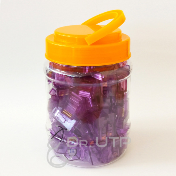 DrUTP RJ45-PURPLE Conector RJ45 CAT.5e Color Morado en Tarro de 100 unidades