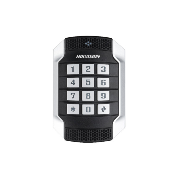 Teclado con lector de tarjetas antivandálico HIKVISION de exterior. Lector de tarjetas Mifare 1. Zumbador audible incorporado. I