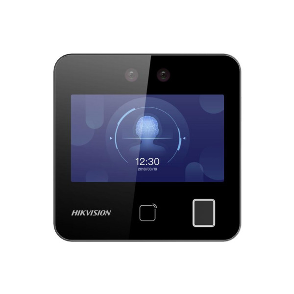 Terminal de control de accesos HIKVISION. Pantalla LCD táctil capacitiva de 4,3". Cámara de 2MP con óptica dual gran angular. Le
