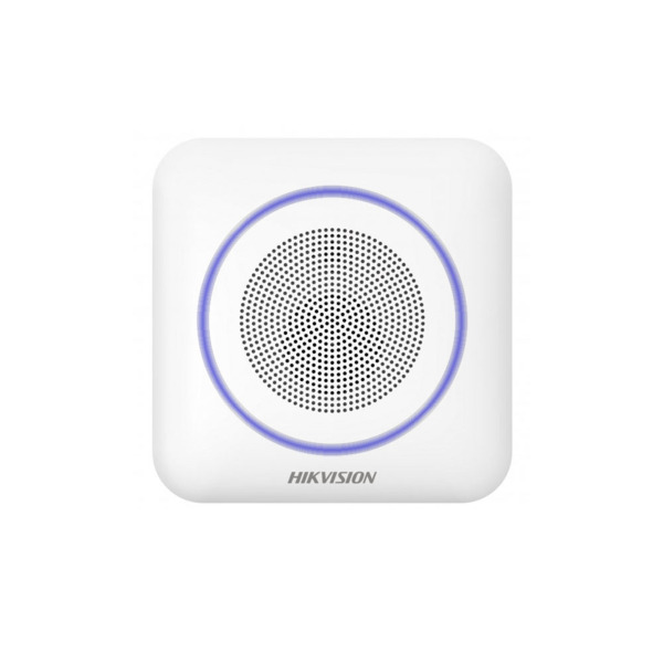 Sirena vía radio HIKVISION serie AXPRO. Vía radio bidireccional a 868MHz. Sonido de armado/desarmado e indicador LED configurabl