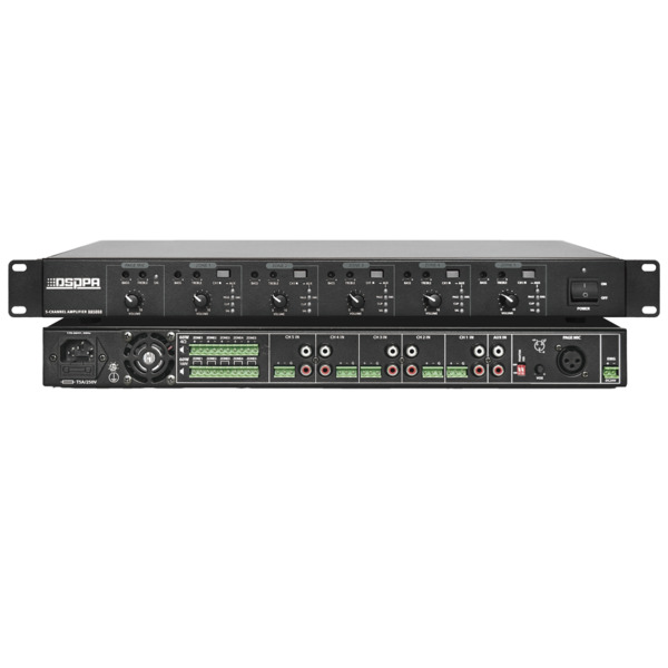 DSPPA DSPPA-DA5060 Amplificador mezclador - 5 canales - Potencia de 5x60W - Amplificación 100V - Baja impedancia 4-16