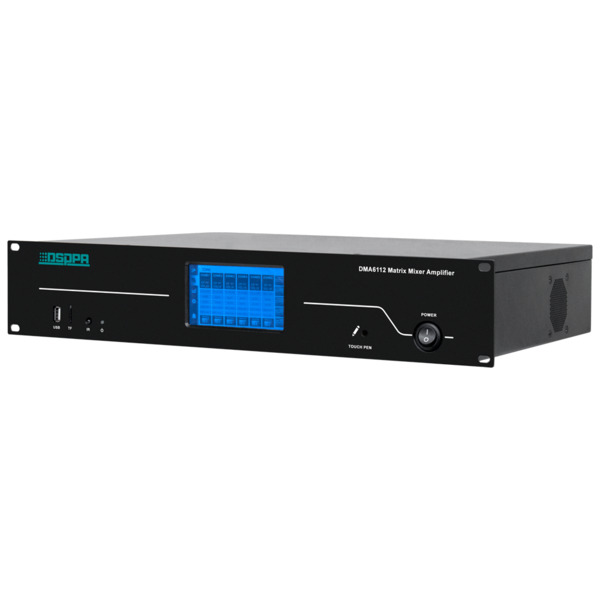 DSPPA DSPPA-DMA6112 Matriz mezclador digital - Amplificador 100V - Reproductor USB / Radio FM / Blutooth - Potencia nominal 6x12