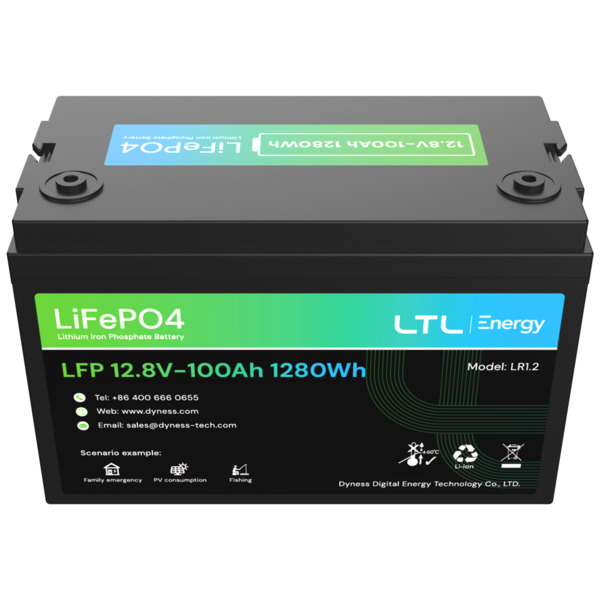 DYNESS DY-AR-1200 Batería estacionaria - Capacidad 1280Wh - LiFePO4 12V / 100Ah - 3000 ciclos de vida - Hasta 16 unidades en par (7)