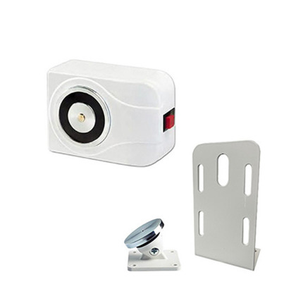 Comprar KIT S20110-SB Retenedor para puerta cortafuegos de 100Kg/1000N de suelo con pulsador de desbloqueo. Retenedor y soporte en color blanco.