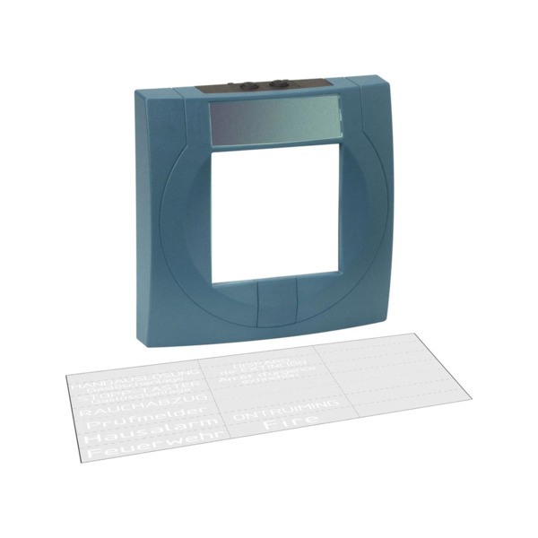 Esser ESSER-27 704901 Carcasa azul para pulsador de bloqueo de extinción ESSER. Incluye un kit de etiquetas multilingüe.