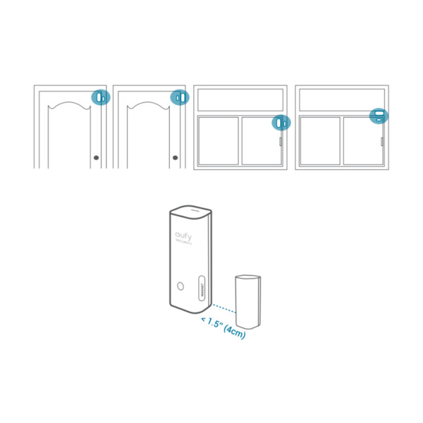 EUFY EUFY-ALARM-ENTRY4 Sensor de apertura Eufy by Anker  - Inalámbrico 868 MHz - Compatible con el sistema de alarma Eufy - Botó (1)