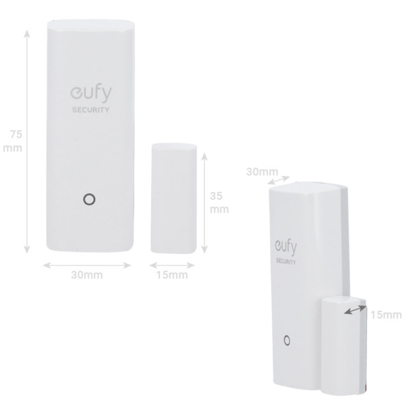 EUFY EUFY-ALARM-ENTRY4 Sensor de apertura Eufy by Anker  - Inalámbrico 868 MHz - Compatible con el sistema de alarma Eufy - Botó (3)