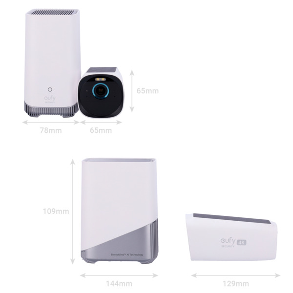 EUFY EUFY-CAM3-S330 Kit 2 Cámaras 4K solar + 1 HomeBase 3 - Detección Humanos, mascotas y vehículos - HomeBase WiFi con sirena - (1)