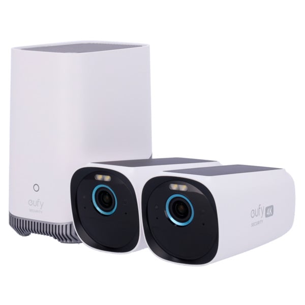 EUFY EUFY-CAM3-S330 Kit 2 Cámaras 4K solar + 1 HomeBase 3 - Detección Humanos, mascotas y vehículos - HomeBase WiFi con sirena -