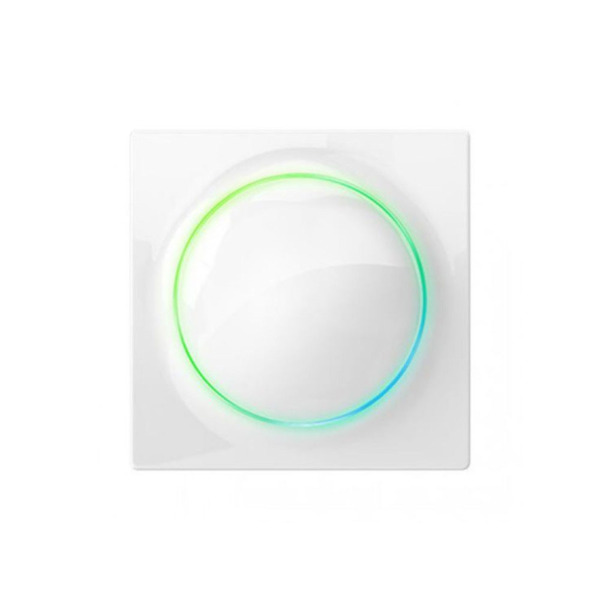 Atenuador inteligente Walli Dimmer FIBARO. Diseñado para controlar la fuente de luz a través de la red Z-Wave. Mide la potencia