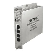 Four Channel Ethernet over Coax with IEEE 802.3af 15.4W Pass-Through PoE, 10/100Mbps, Industrial, Local/Remote Configurable, Mod